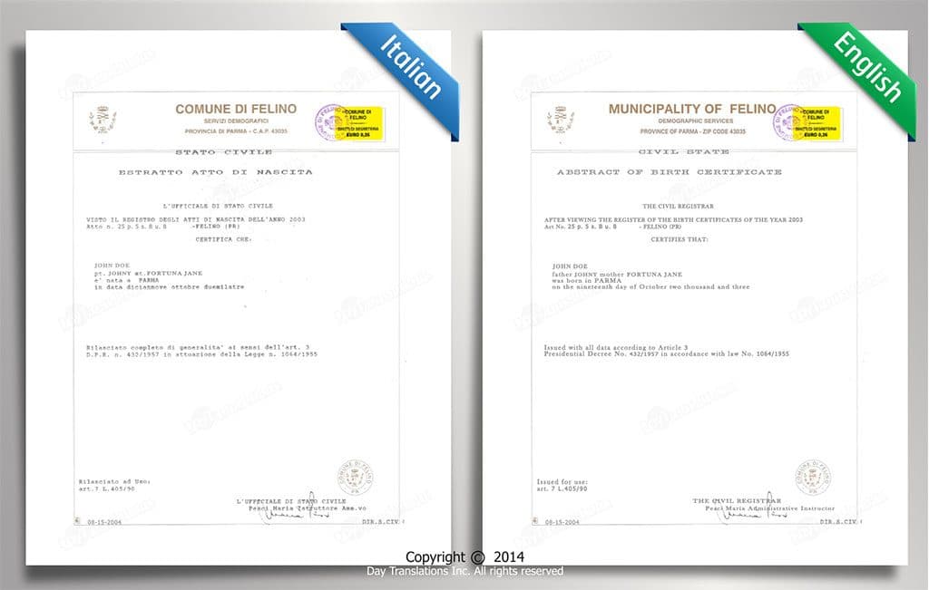 Italian to English - Birth Certificate